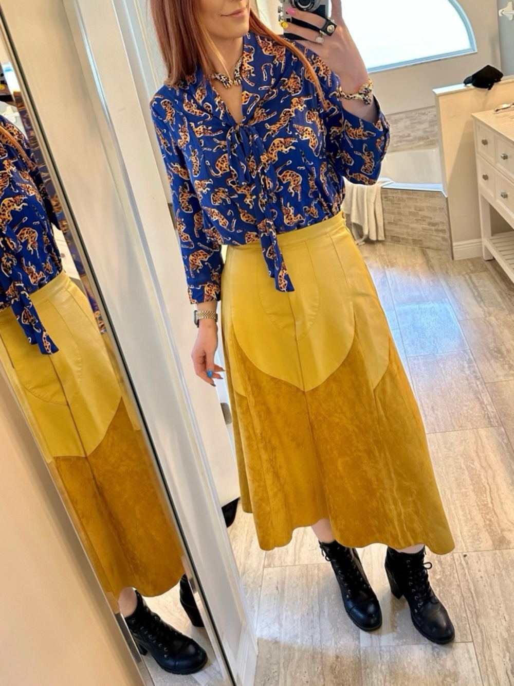 Nasty Gal Mustard Yellow Two-Tone Midi Skirt - Picture 5 of 5